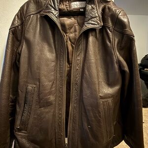 Marc New York Dark Brown Leather Bomber Jacket